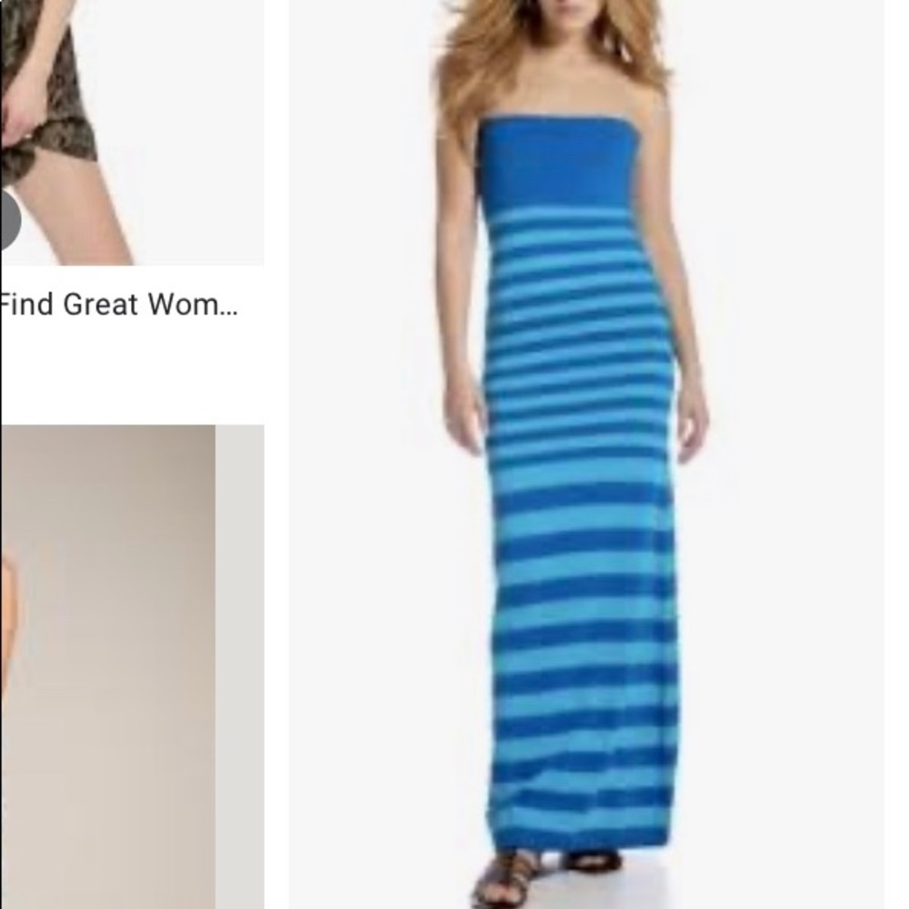 Trina Turk peacock striped maxi tube dress